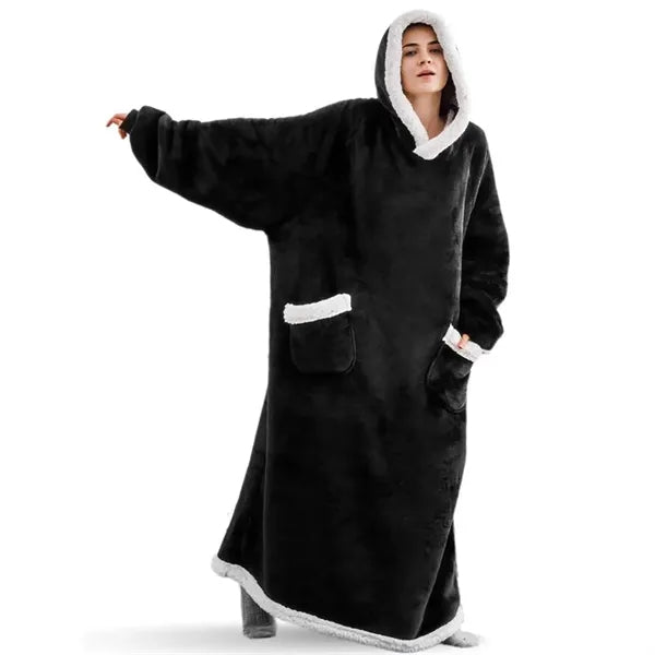 Flannel Hooded Wearable Cuddle Blanket