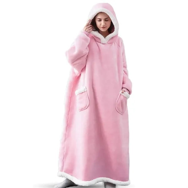 Flannel Hooded Wearable Cuddle Blanket