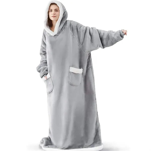 Flannel Hooded Wearable Cuddle Blanket