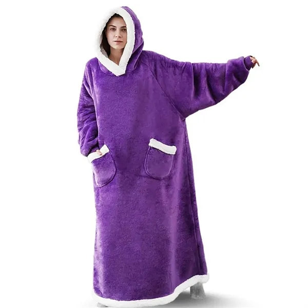 Flannel Hooded Wearable Cuddle Blanket
