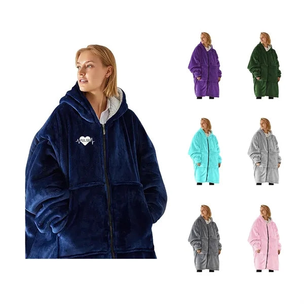 Thicken Wearable Blanket Hoodie With Sleeves