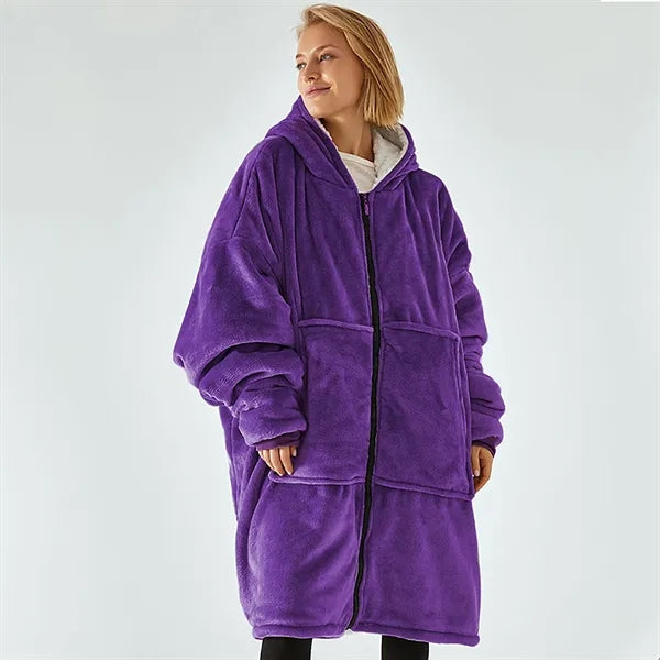 Thicken Wearable Blanket Hoodie With Sleeves