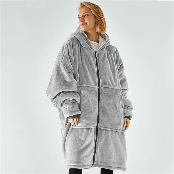 Thicken Wearable Blanket Hoodie With Sleeves