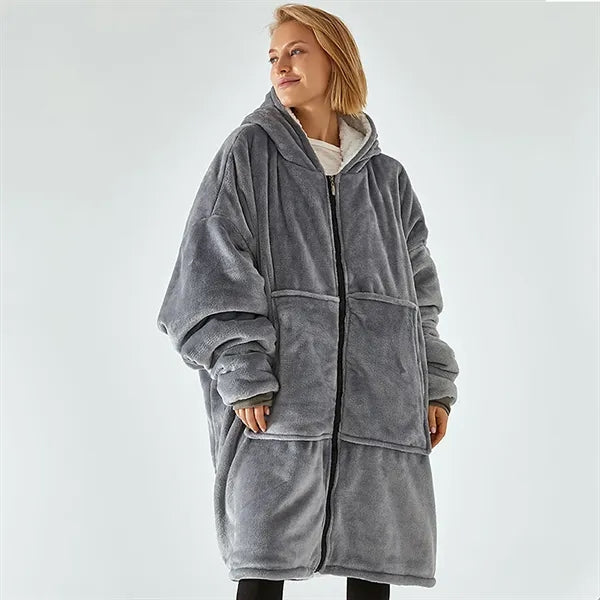 Thicken Wearable Blanket Hoodie With Sleeves