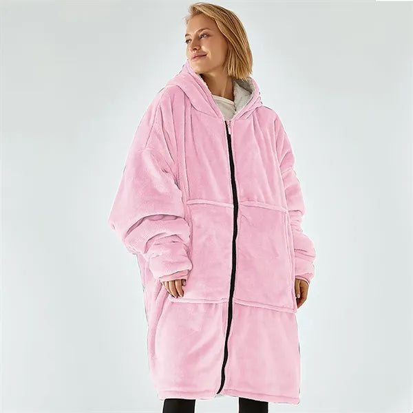 Thicken Wearable Blanket Hoodie With Sleeves
