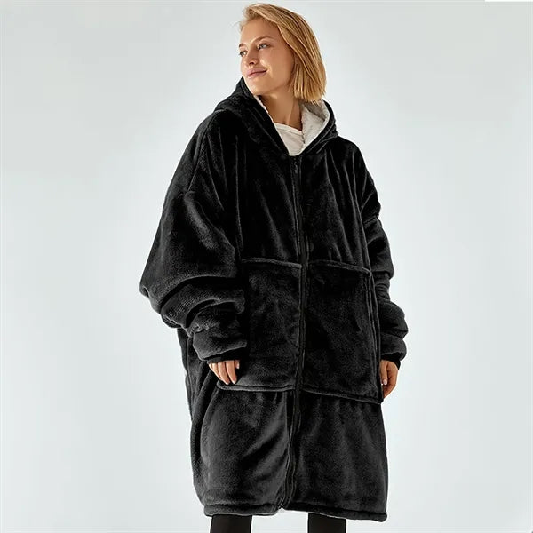 Thicken Wearable Blanket Hoodie With Sleeves
