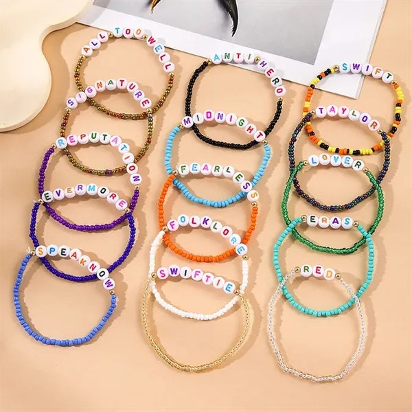 Letter Customized Beaded Elastic Friendship Bracelets