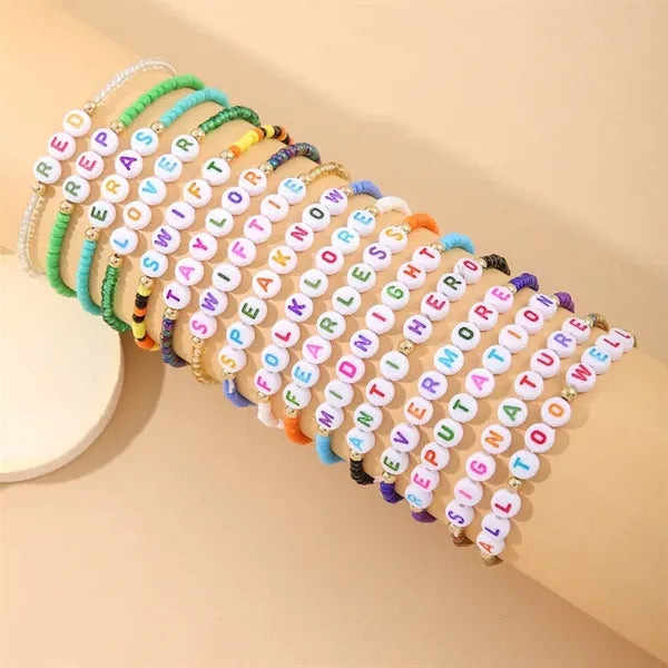 Letter Customized Beaded Elastic Friendship Bracelets
