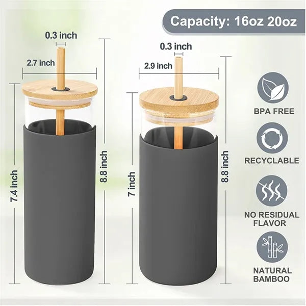 20oz Glass Tumbler with Bamboo Lid