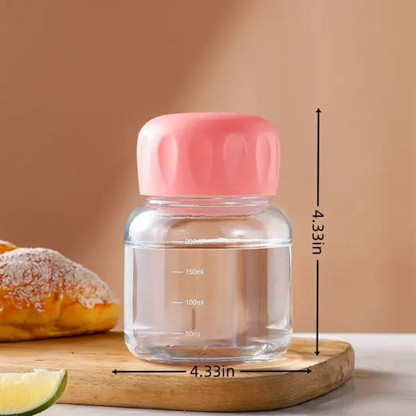 Small Borosilicate Glass Juice Bottle with Lid