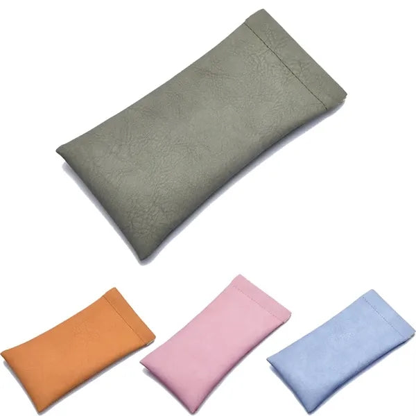 Snap Closure PU Leather Glasses Pouch