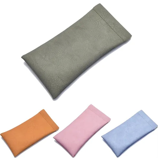 Snap Closure PU Leather Glasses Pouch