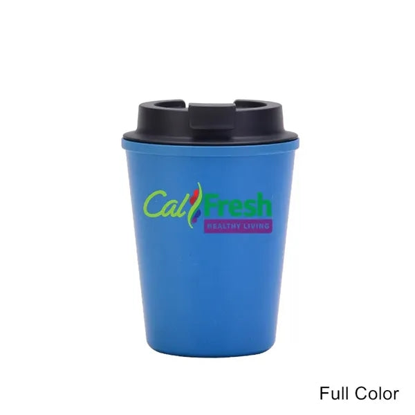 12 oz Mini Double Wall Wheat Straw Coffee Car Cup With Lid