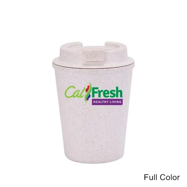 12 oz Mini Double Wall Wheat Straw Coffee Car Cup With Lid