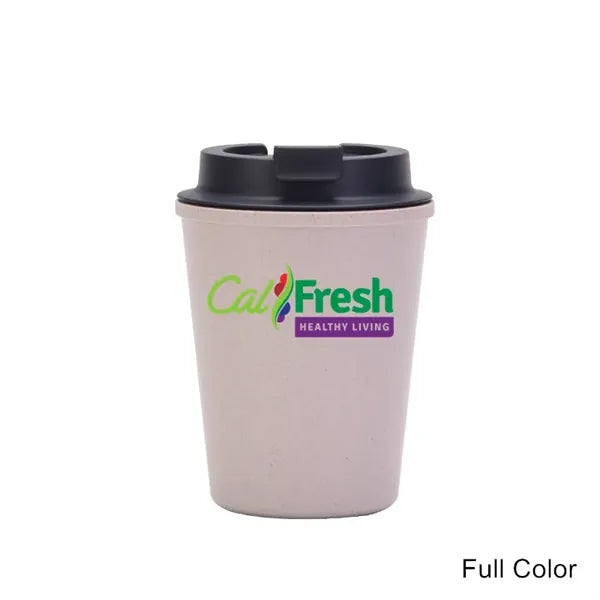 12 oz Mini Double Wall Wheat Straw Coffee Car Cup With Lid