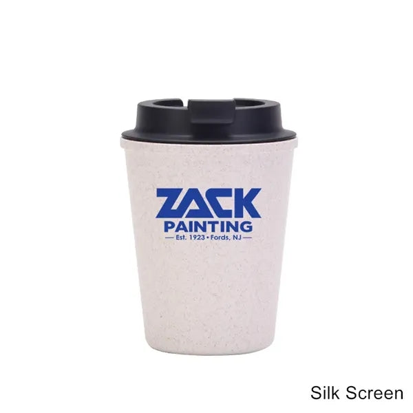 12 oz Mini Double Wall Wheat Straw Coffee Car Cup With Lid