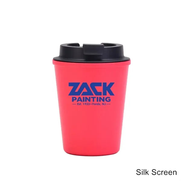12 oz Mini Double Wall Wheat Straw Coffee Car Cup With Lid