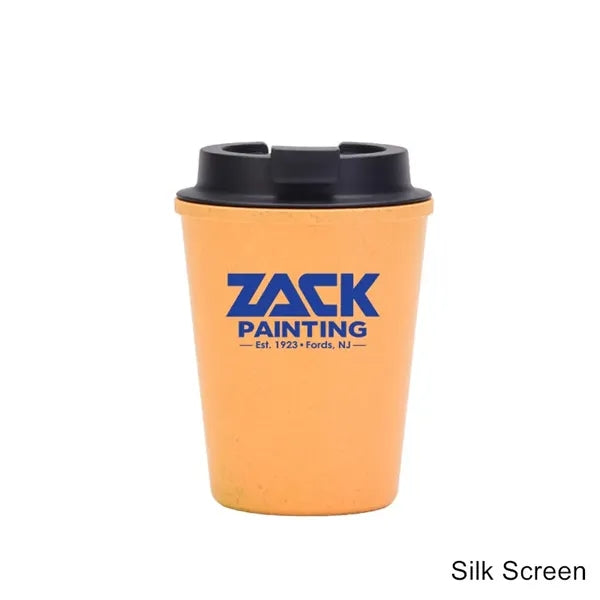 12 oz Mini Double Wall Wheat Straw Coffee Car Cup With Lid