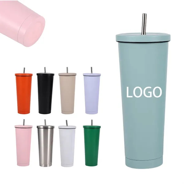 25 oz Steel Vacuum Insulated Tumbler with Straw