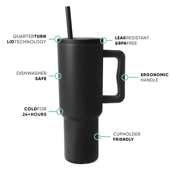 40 oz Tumbler with Handle and Straw Lid