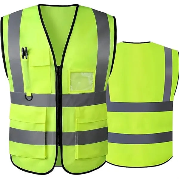 Reflective Safety Vests with Pockets and Zipper