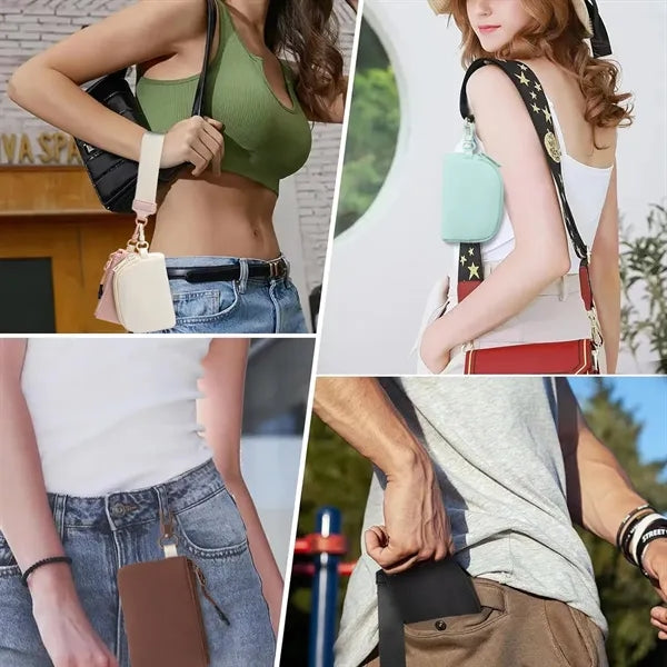 Portable Dual Pouch Wristlet Keychain Wallet With Zipper