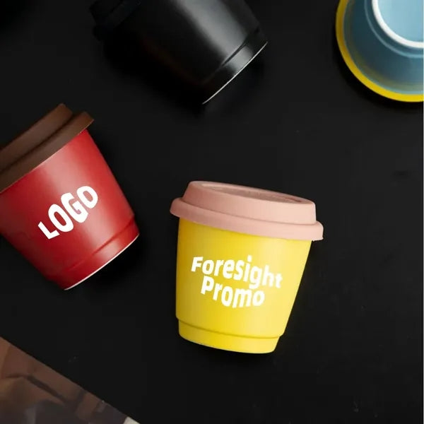 8.5oz Ceramic Portable Travel Coffee Mugs with Silicone Lids