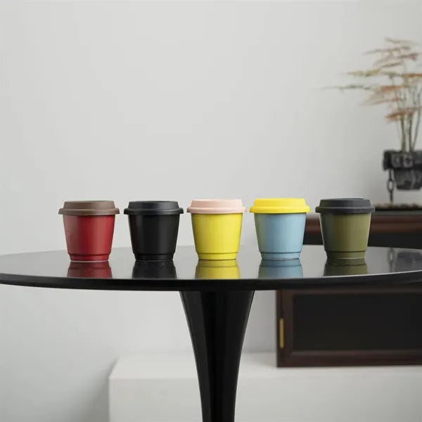 8.5oz Ceramic Portable Travel Coffee Mugs with Silicone Lids