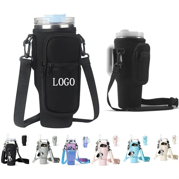 30/40oz Water Bottle Tumbler Carrier Bag w/Phone Pocket