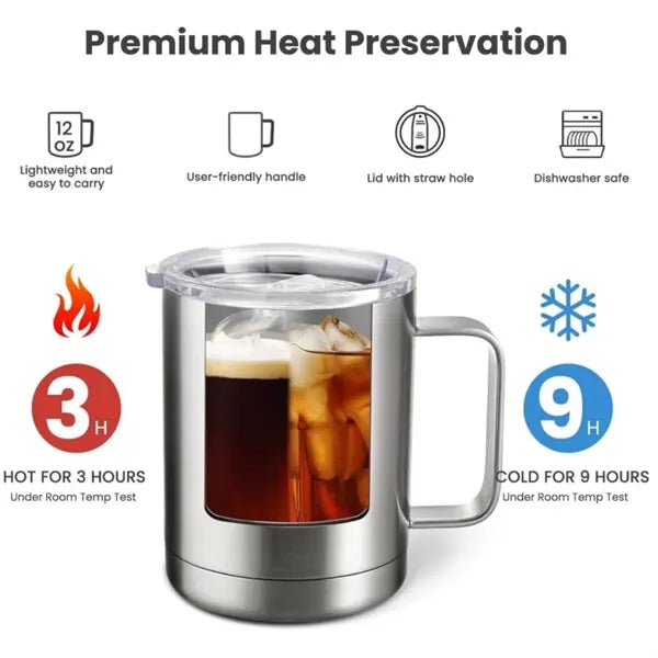 12oz Stainless Steel Insulated Coffee Mug With Handle