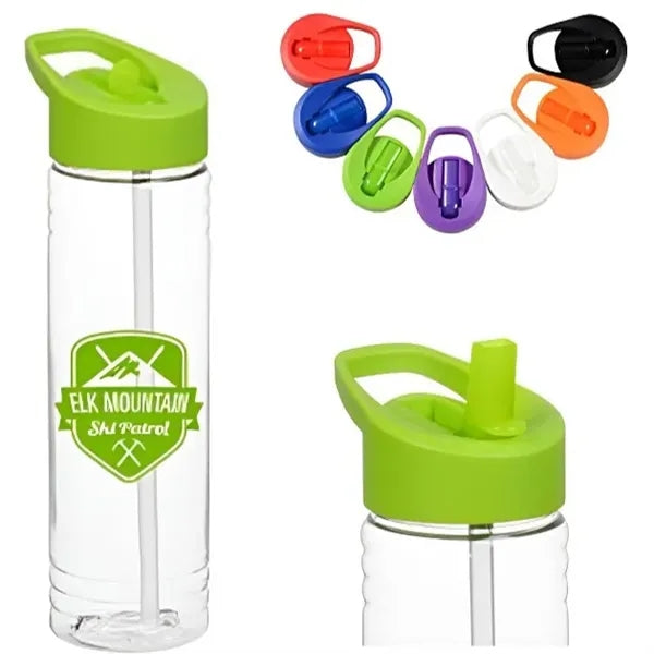 24 oz Clear Slim Fit Water Bottle with Flip Straw Lid