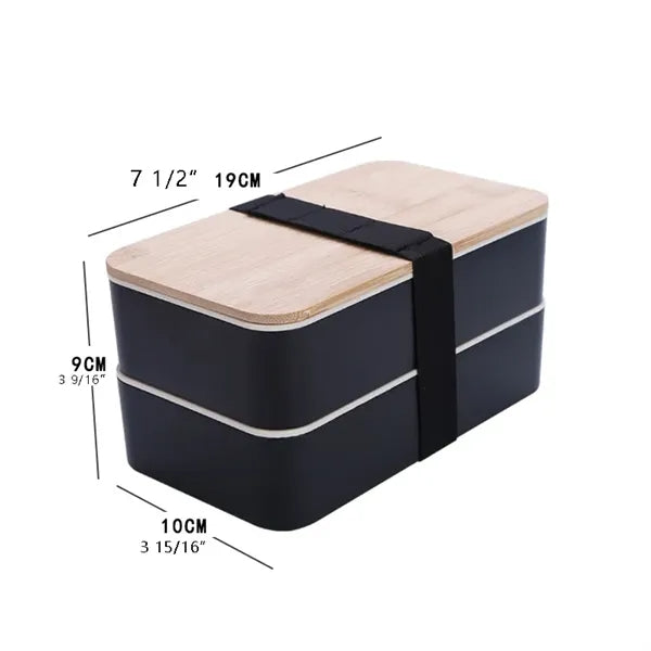 Wheat Straw Bento Lunch Box w/Cutlery Set & Bomboo Lid
