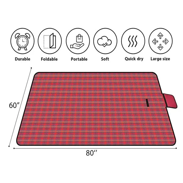 Acrylic Checkered Picnic Blanket with Waterproof Coating