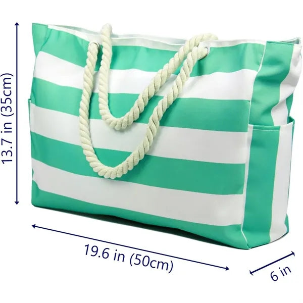 Sand-proof Women's Canvas Large Handheld Zipper Beach Bag
