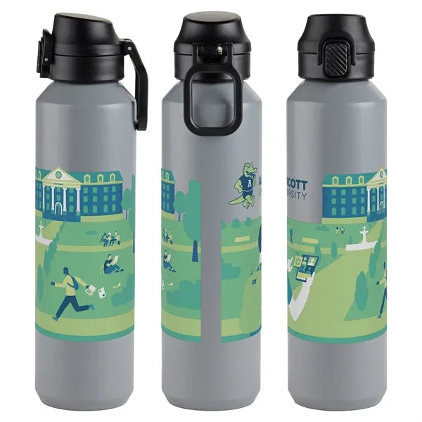 Nexus 27 oz Recycled Aluminum Bottle with Flip-Top Lid and C