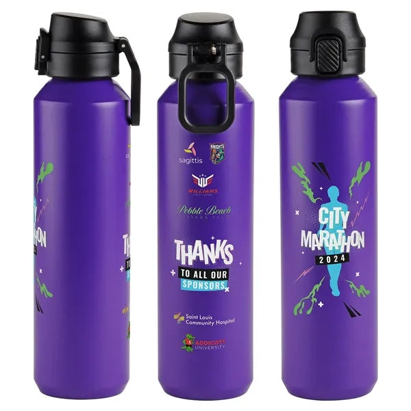 Nexus 27 oz Recycled Aluminum Bottle with Flip-Top Lid and C