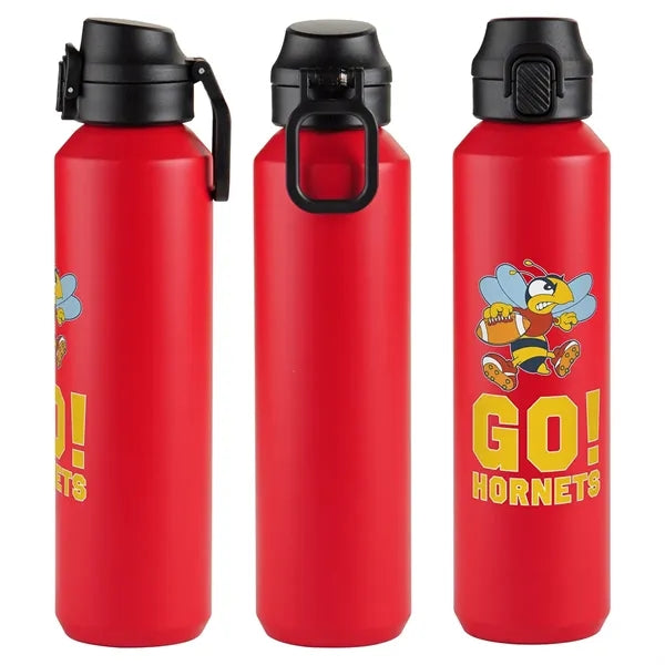 Nexus 27 oz Recycled Aluminum Bottle with Flip-Top Lid and C