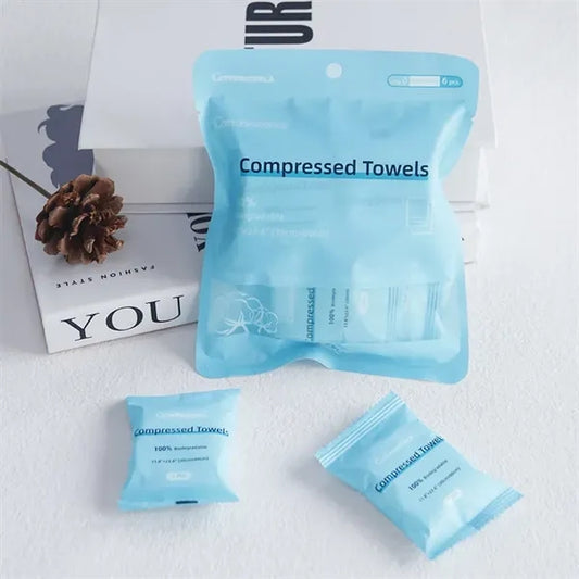 Disposable Compressed Towel 6 pcs pack bag