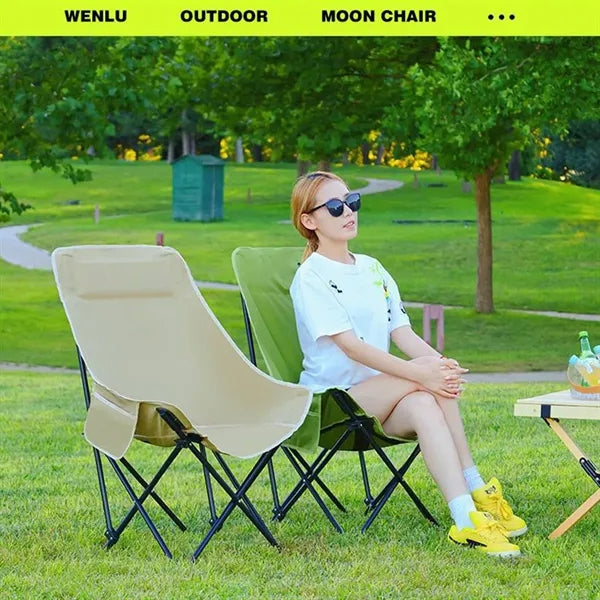 High-Back Folding Moon Chair with Storage Bag