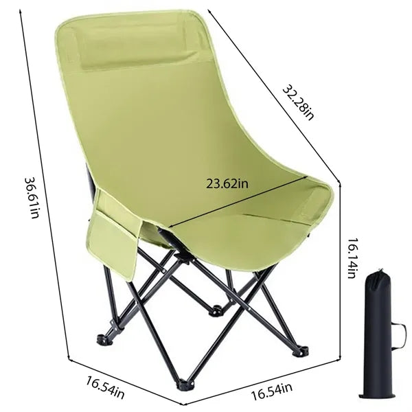 High-Back Folding Moon Chair with Storage Bag
