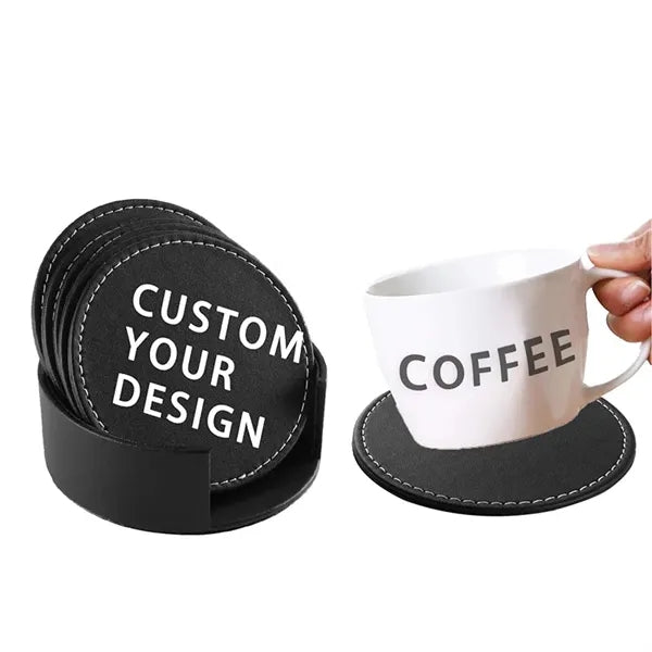 Round Leather Coaster Set