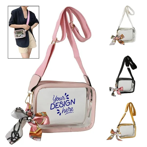Women's Clear Crossbody Bag W/ Scarf