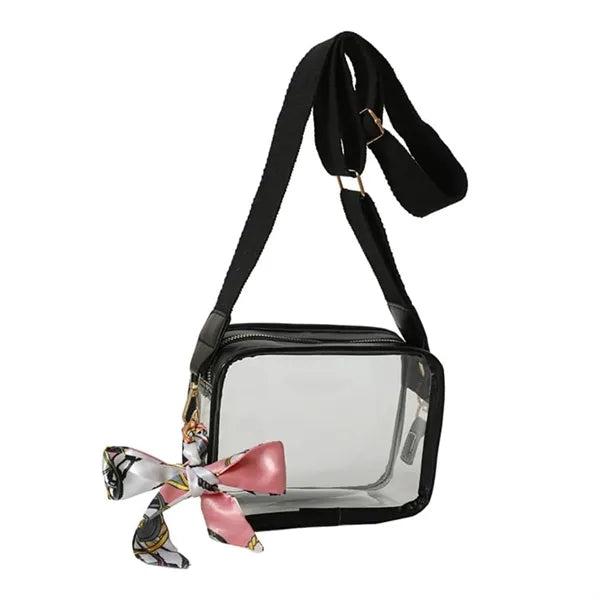 Women's Clear Crossbody Bag W/ Scarf