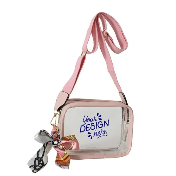 Women's Clear Crossbody Bag W/ Scarf