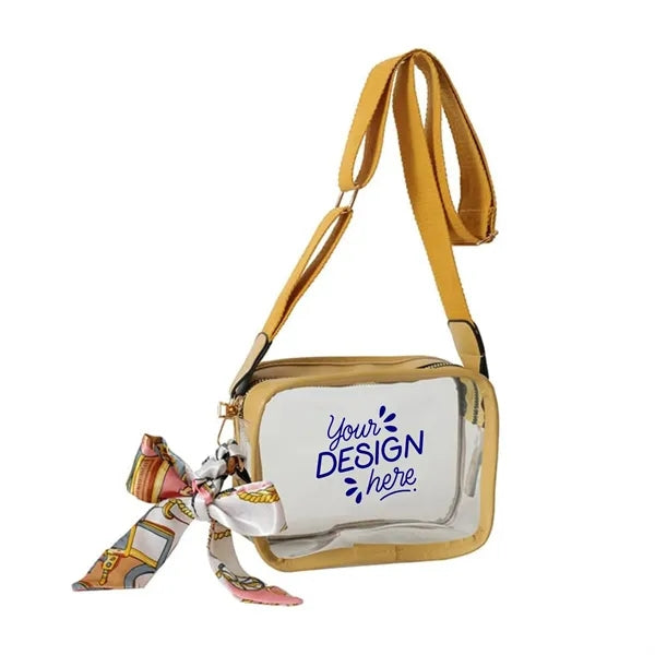 Women's Clear Crossbody Bag W/ Scarf