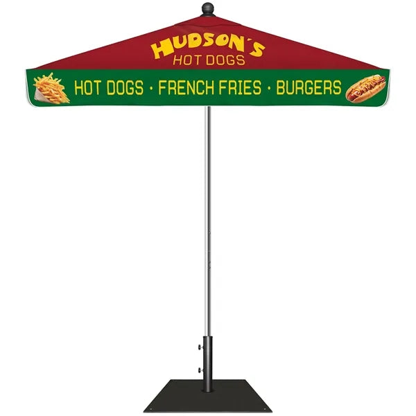 7.5' Heavy Duty Square Umbrella with Valance and Steel Base