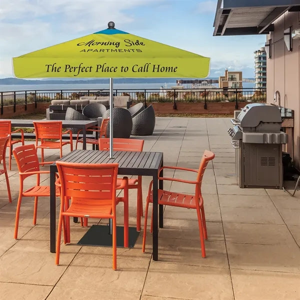 7.5' Heavy Duty Square Umbrella with Valance and Steel Base