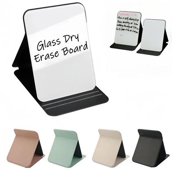 Glass Dry Erase Board with Reversible Stand