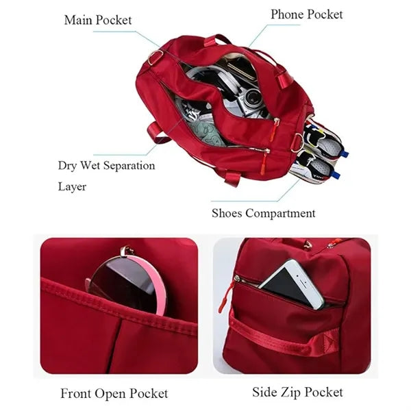 Large Capacity Sports Travel Gym Bag with Shoe Compartment