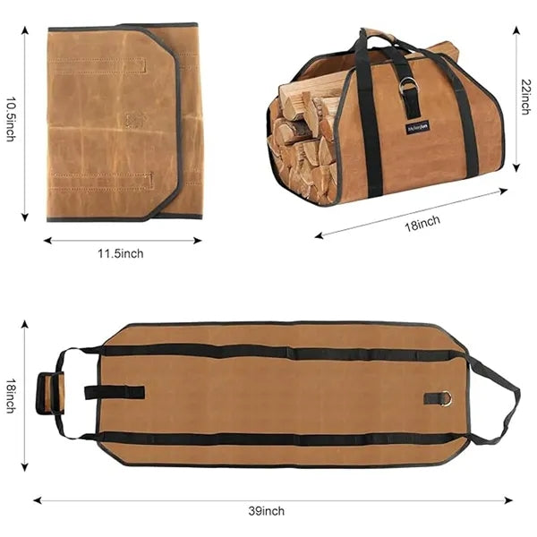 Outdoor Waterproof Canvas Log Firewood Carrier Bag